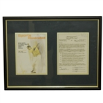 Tony Lema Signed 1963 Challenge Golf Contract with Sports Illustrated Cover Framed Presentation JSA ALOA