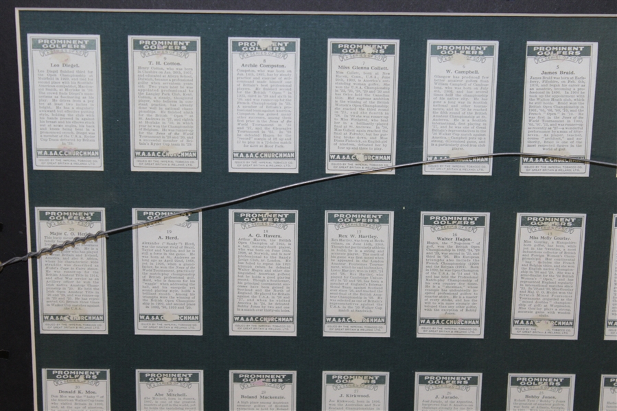 (1931) Churchman Cigarettes Prominent Golfers Framed Presentation - Set of 50