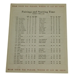 1946 Masters Tournament Saturday Pairing Sheet - Herman Keiser Victory