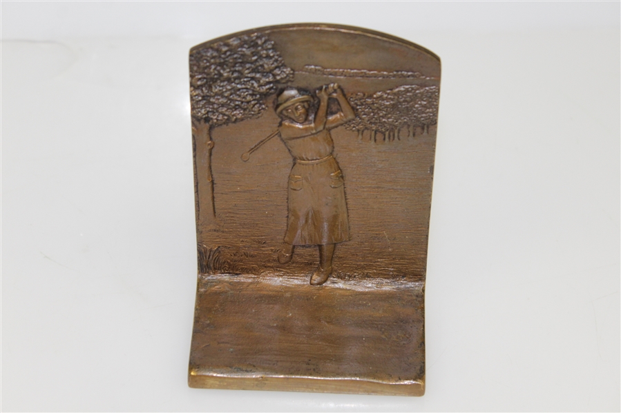 1920's Time-Period Lady Golfer Bronze Bookend