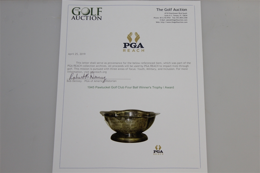 1945 Pawtucket Golf Club Four Ball Winner's Trophy / Award 