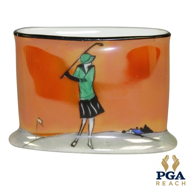 Handpainted Japanese Container w/ Lady Golfer by Noritake