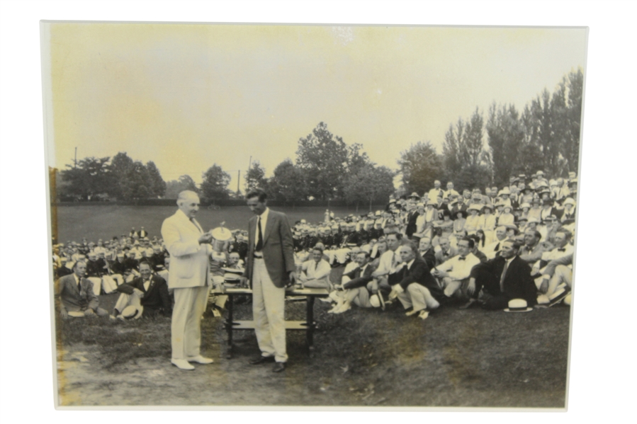 1921 US Open Trophy Presentation at Columbia Country Club to Champion Jim Barnes by President Harding Framed - Original