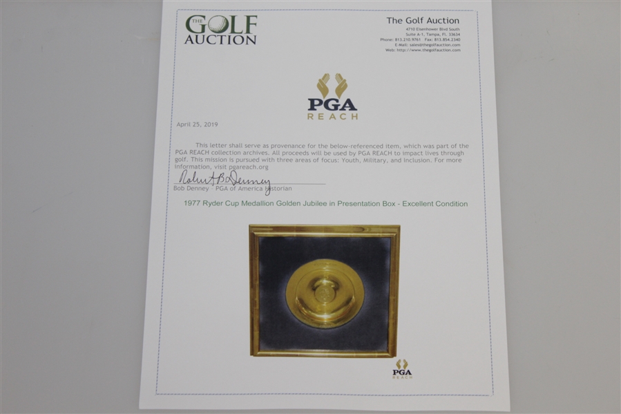 1977 Ryder Cup Medallion Golden Jubilee in Presentation Box - Excellent Condition