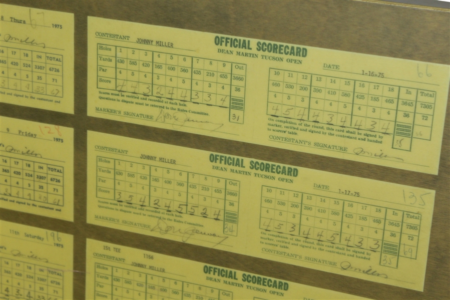 Johnny Miller's Record 49 Under Par 1975 Score Cards from Phoenix & Tucson Open - Consecutive Events JSA ALOA