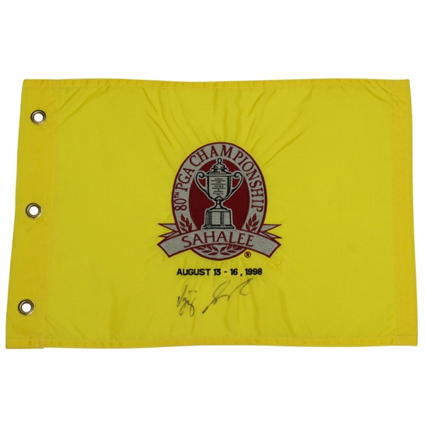 Vijay Singh Signed 1998 PGA Championship at Sahalee Embroidered Pinney Flag JSA ALOA