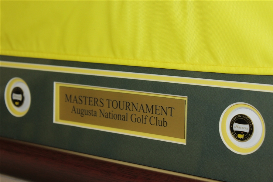 Deluxe Framed 2019 Masters Tournament Embroidered Flag with Nameplate & Ball Markers