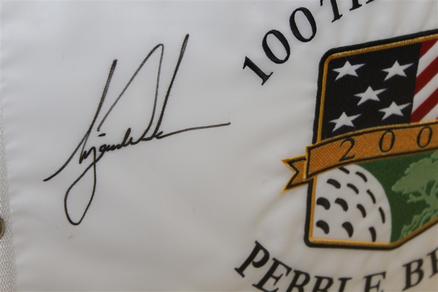 Tiger Woods Signed Ltd Ed 2000 US Open at Pebble Beach Flag - Framed BAJ #05002