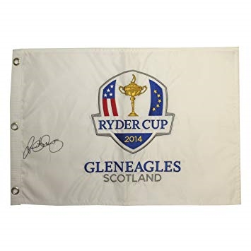 Rory McIlroy Signed 2014 Ryder Cup at Gleneagles Flag JSA ALOA