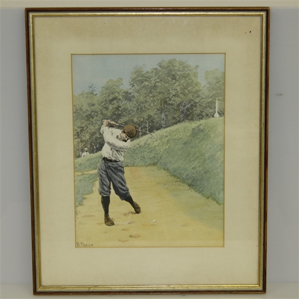 A.B. Frost Golfer in Sand Trap Bunker Color Print - Framed