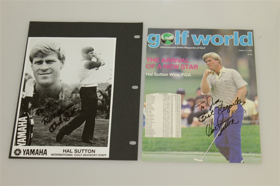 Hal Sutton Signed Black & White Photo and Signed Golf World Magazine Cover JSA ALOA