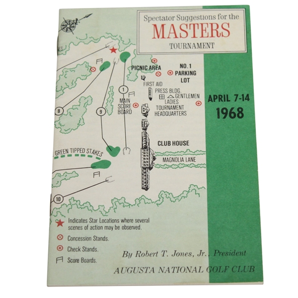 1968 Masters Tournament Spectator Guide - Bob Goalby Winner