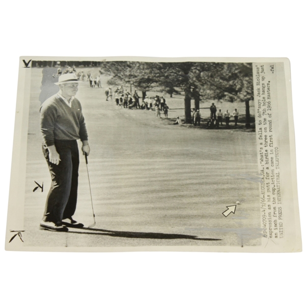 Jack Nicklaus Masters Putt UPI Wire Photo April 7, 1966 - 3rd Win