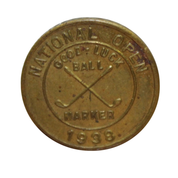 1938 National Open Good Luck Ball Marker - Dunlop for Golf - Cracker-Warren Denver