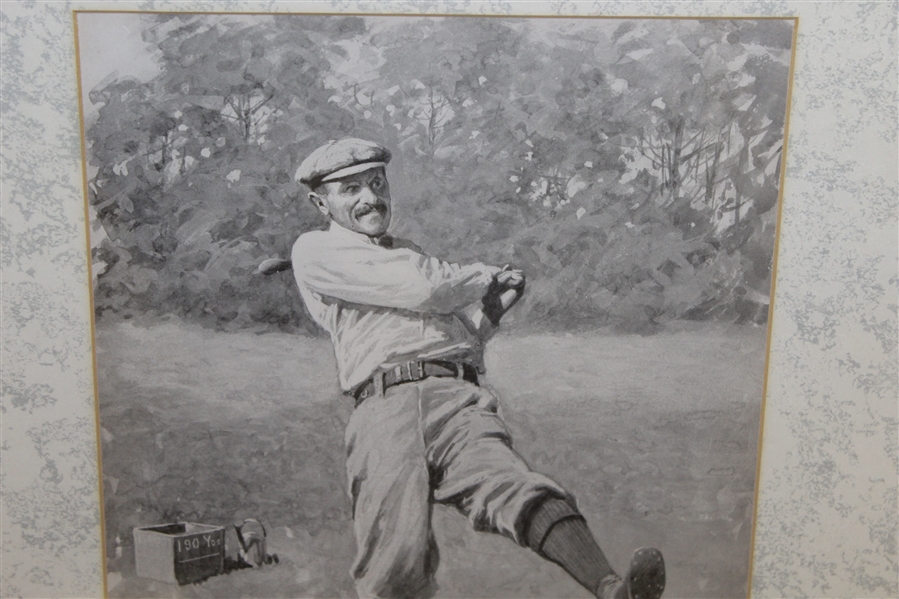 A.B. Frost Black and White Post Swing Golfer with Sand Tee Box Print - Framed