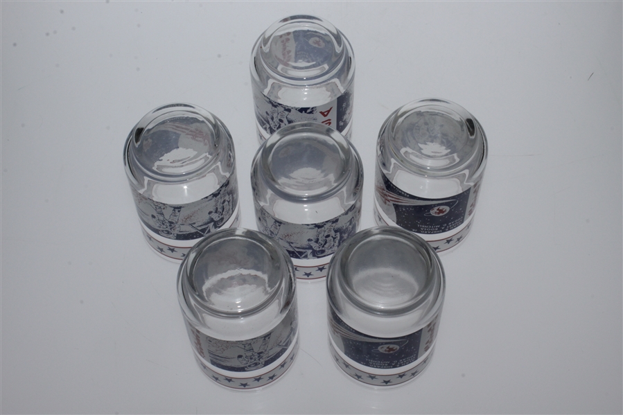 1971 Apollo 14 Glasses Set Featuring Alan Shepard w/ Golf Club on Moon - 6 in Total