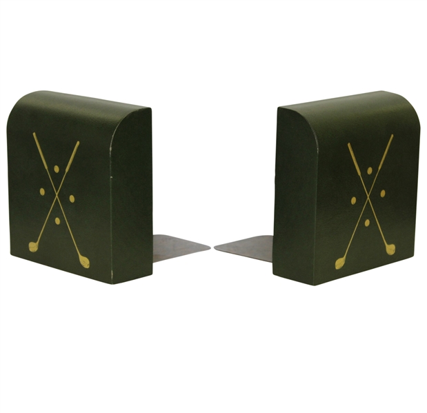 Pair of Bookends with Golf Clubs & Balls Design