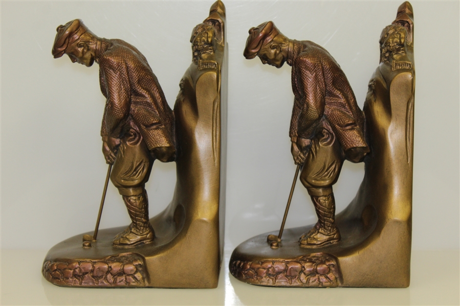 Austin Sculpture Old-Time Golfer Putting Bookend Set