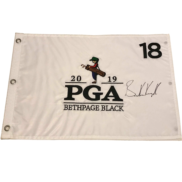 Brooks Koepka Signed 2019 PGA Championship at Bethpage Black Embroidered Flag!