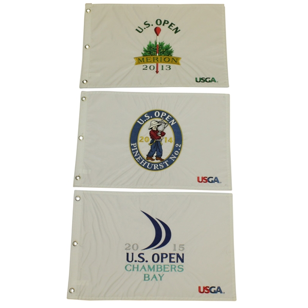 2013, 2014 & 2015 US Open Embroidered Flags - Spieth, Kaymer and Rose Victories