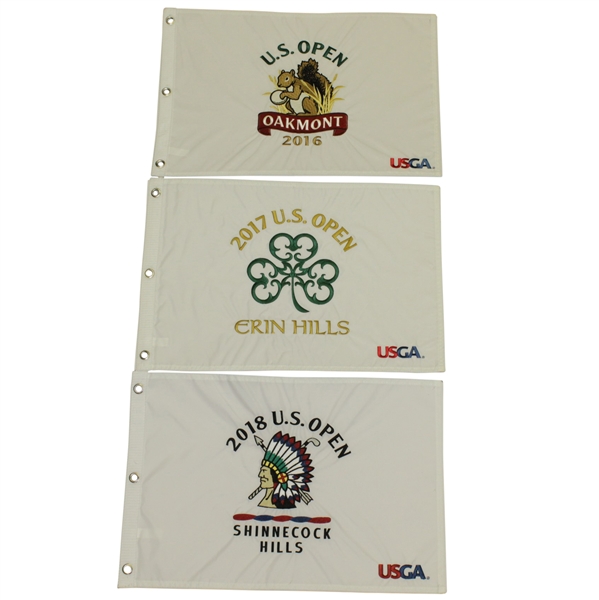 2016, 2017 & 2018 US Open Embroidered Flags - Dustin Johnson & Brooks Koepka Victories