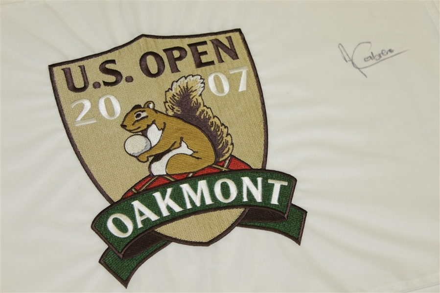 Angel Cabrera Signed 2007 US Open at Oakmont Flag and Official Scorecard JSA ALOA