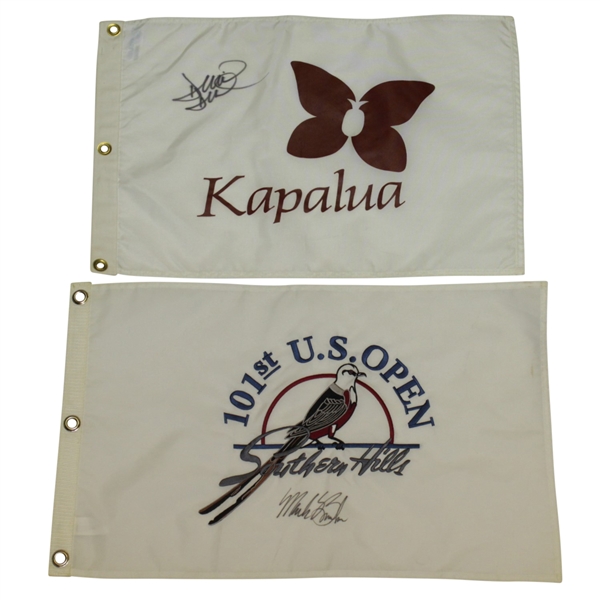 David Duval & Marks Brooks Signed Flags - Kapalua & Embroidered 2001 US Open JSA ALOA