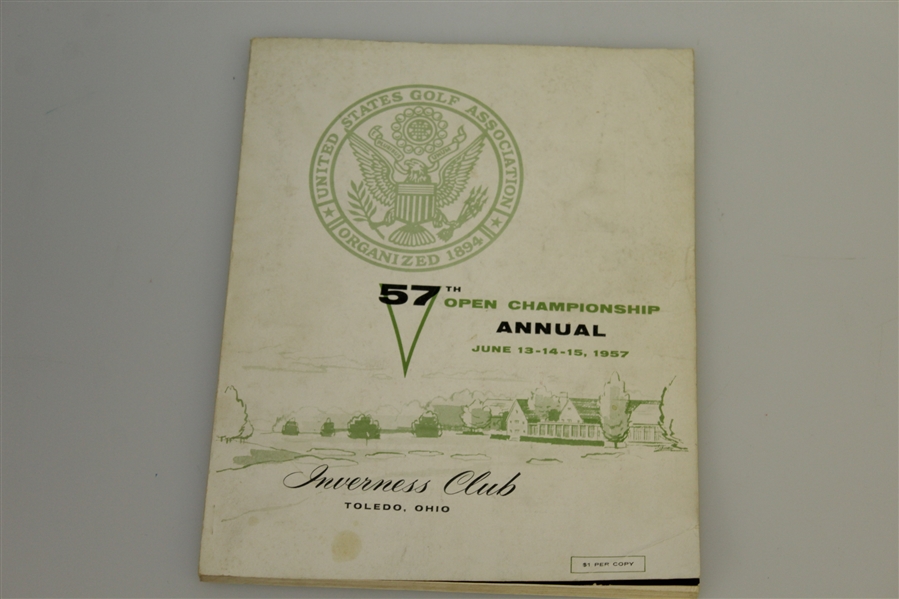 1957 US Open at Inverness Club Program w/ Insert - Dick Mayer Winner 
