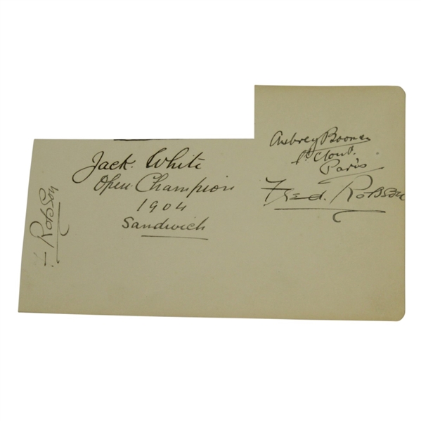 Jack White (1904 Open Champ), Aubrey Boomer, and Fred Robson Signed Page JSA ALOA