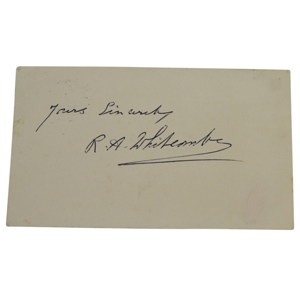 Reginald A. Whitcombe Signed Card - 1938 Open Winner & 1935 Ryder Cupper JSA ALOA
