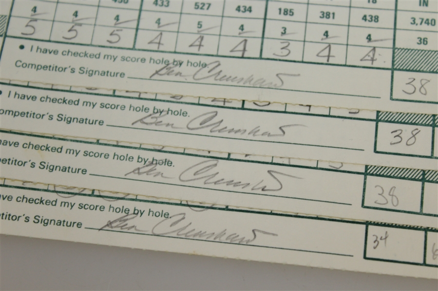 Ben Crenshaw Signed Used 1988 US Open Scorecards (4) - Gary Player Marker JSA ALOA