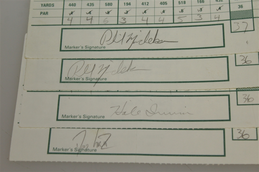 Nick Faldo Signed Used 1991 US Open Scorecards (4) - Phil Mickelson Marker JSA ALOA
