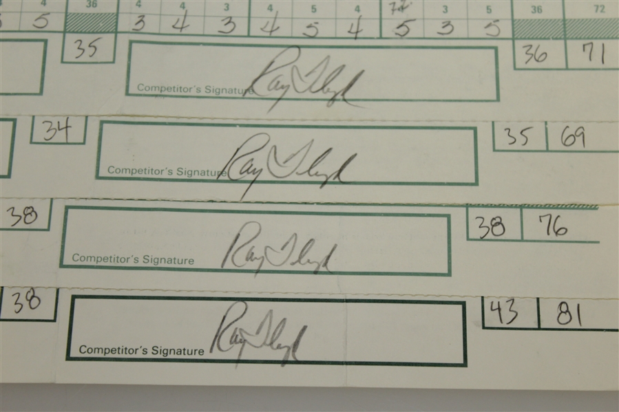 Ray Floyd Signed Used 1992 US Open Pebble Beach Scorecards (4) - Zoeller Marker JSA ALOA