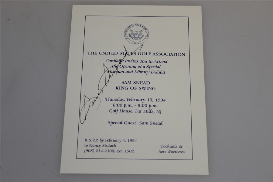 Sam Snead Signed 'King of Swing' USGA Exhibit Invitation - 1994 JSA ALOA