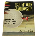 1951 US Open Championship @ "THE MONSTER" Oakland Hills Program - Ben Hogan Winner
