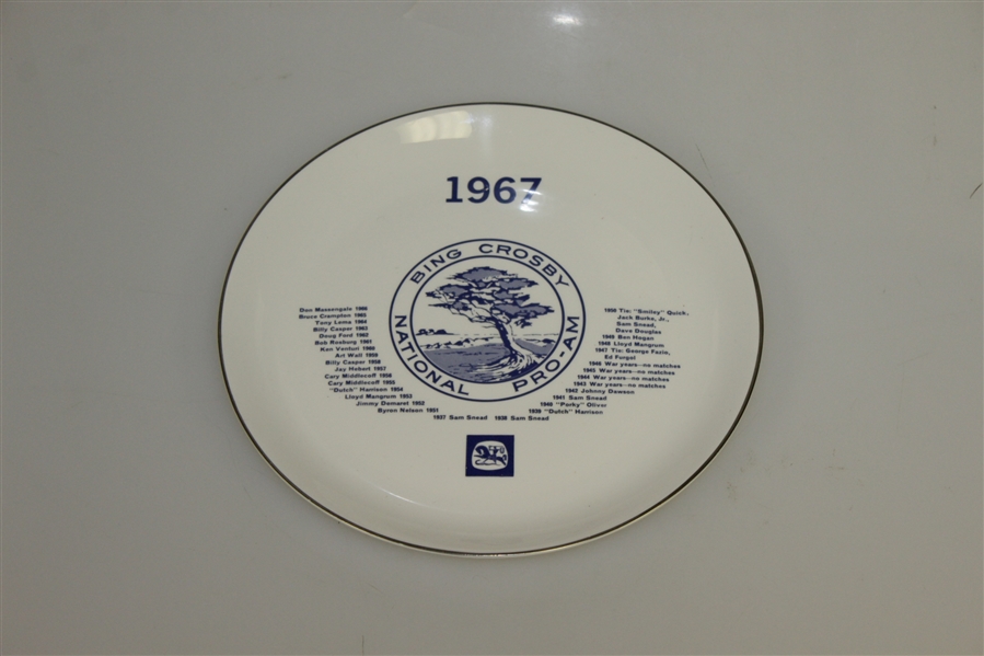 1967 Bing Crosby National Pro Am Plate w/ Vintage Pebble Beach Playing Cards