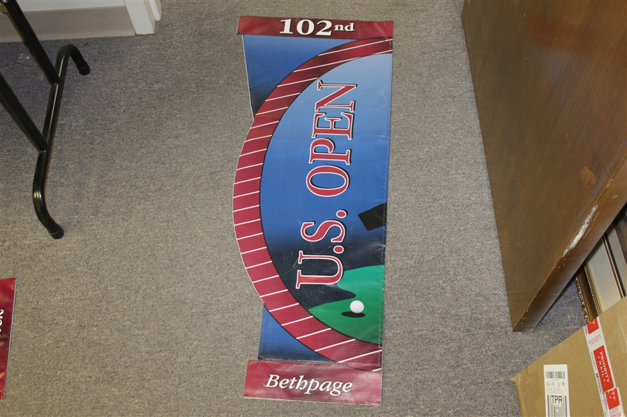 2002 Us Open at Bethpage Black Used Double Sided Banner - Tiger Woods Win