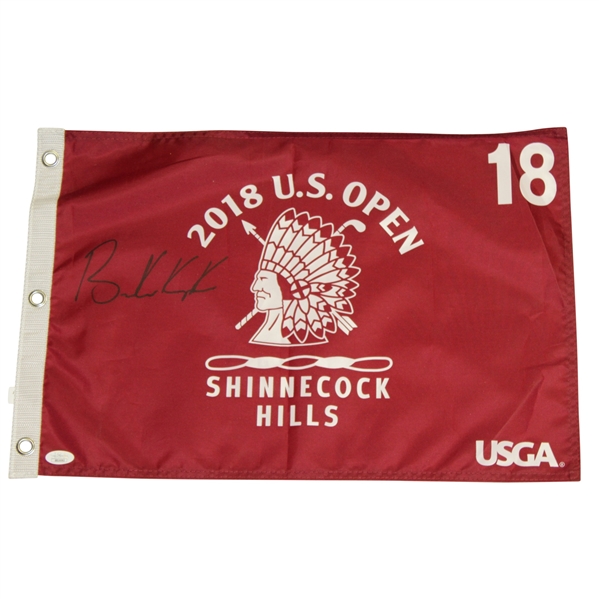 Brooks Koepka Signed 2018 US Open at Shinnecock Maroon Flag - Full Signature JSA FULL #BB16082