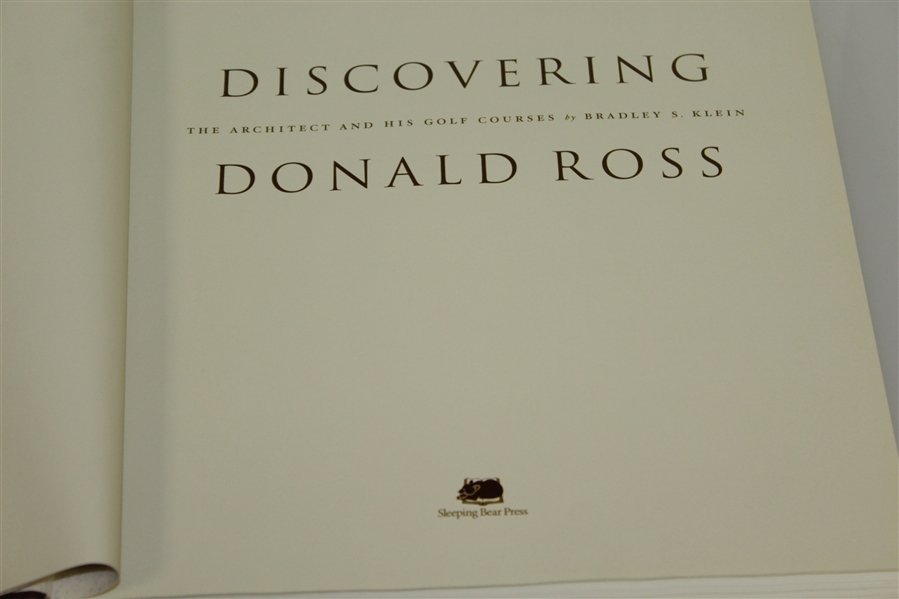 'Discovering Donald Ross' - The Architect & His Golf Courses by Bradley S. Klein Book