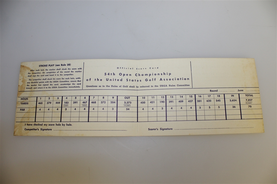 Ed Furgol Signed 1954 US Open at Baltusrol GC Program w/Scorecard JSA ALOA