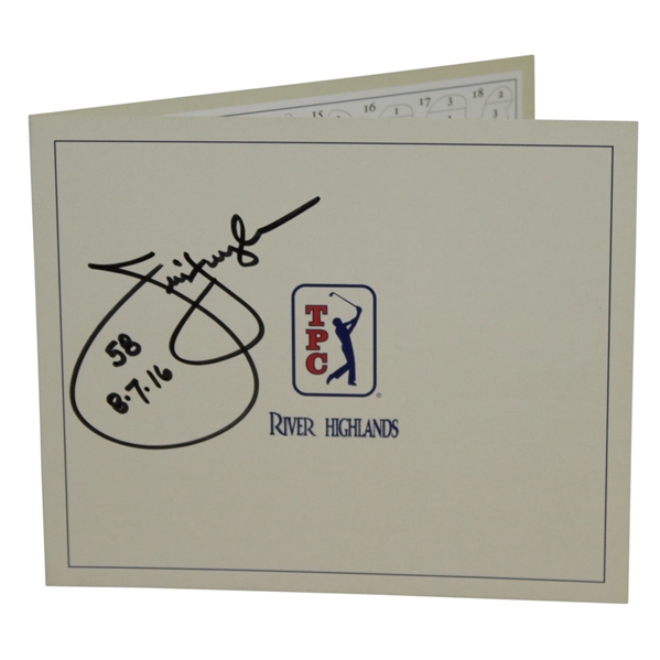 Jim Furyk Signed TPC River Highlands Scorecard with '58' & '8-7-16' Notations JSA ALOA