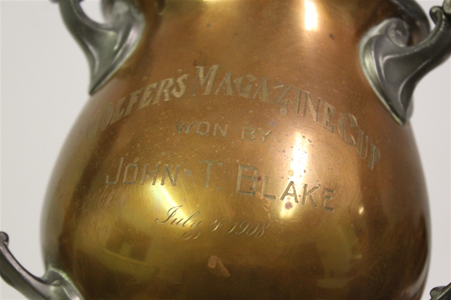 1908 Golfer's Magazine Cup 3 Handle Trophy Won by John T. Blake - July 4th