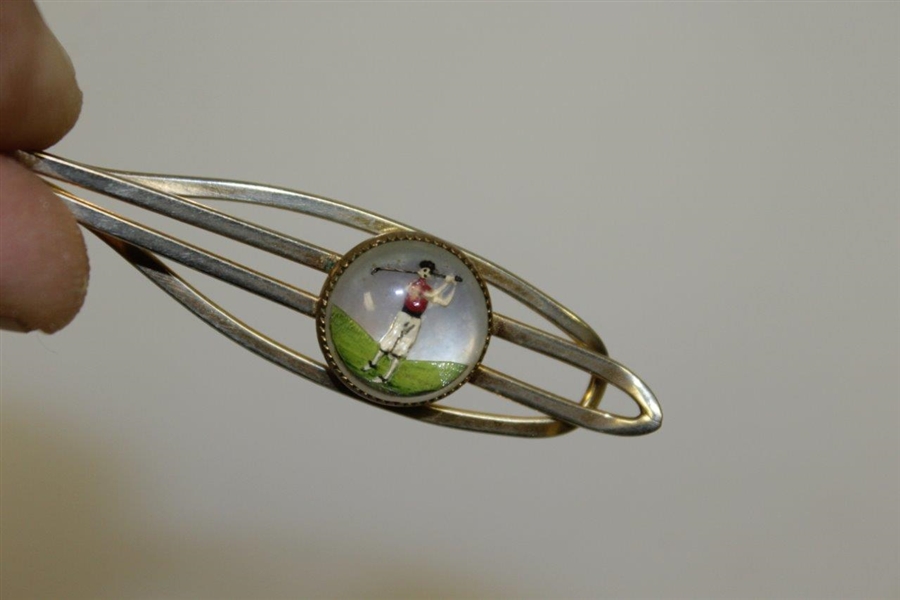 Ornate Antique Silver Golfer - Themed Clip / Pin