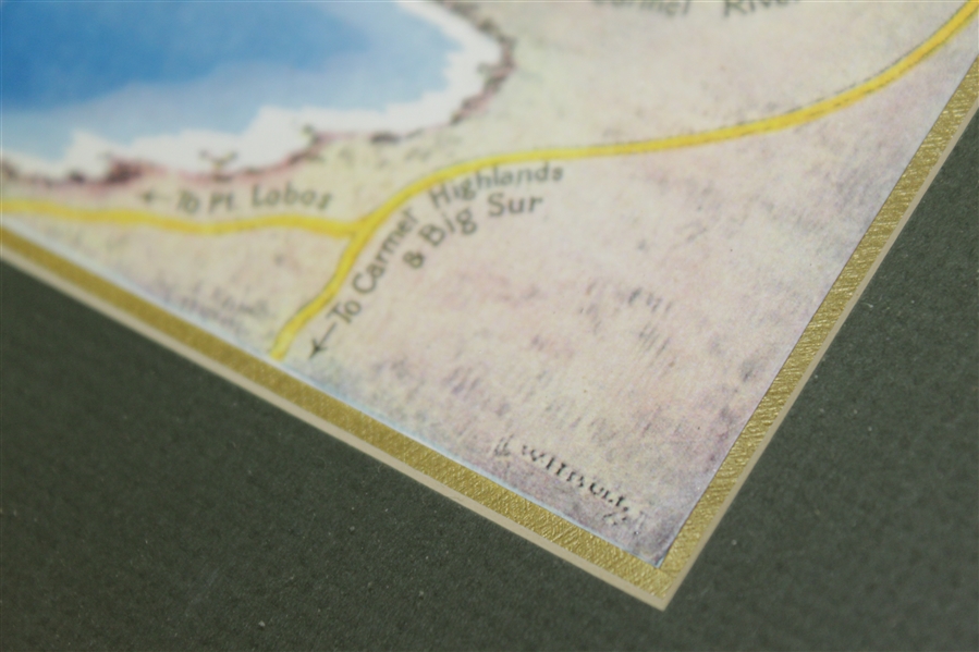 Pebble Beach Cypress Point Framed Vintage Map w/ Monterrey Penninsula