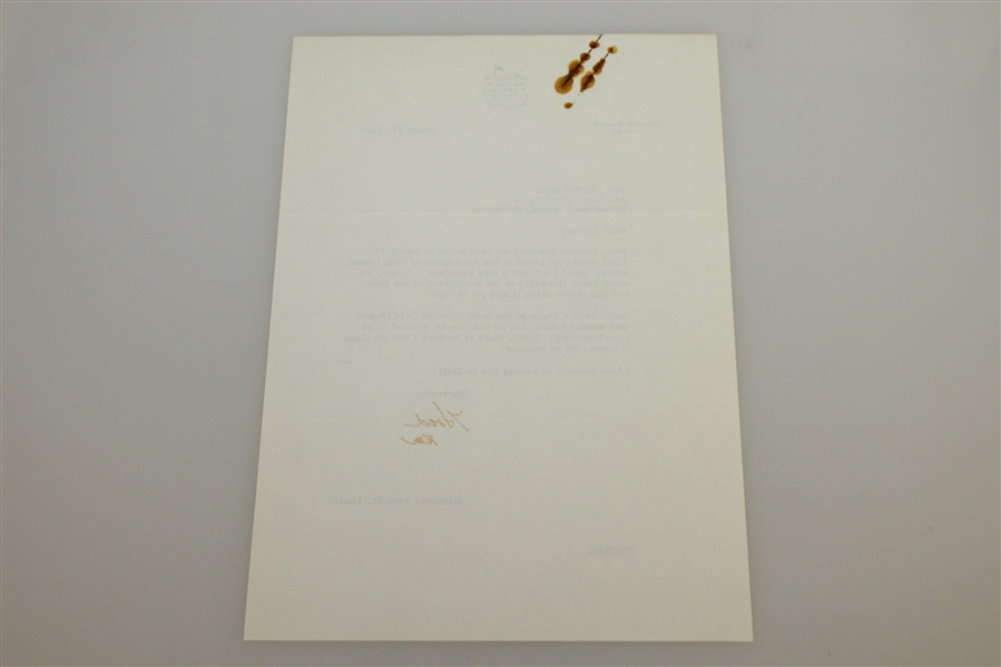 Hord W. Hardin Signed Letter to Charles Price - March 21, 1983 JSA ALOA