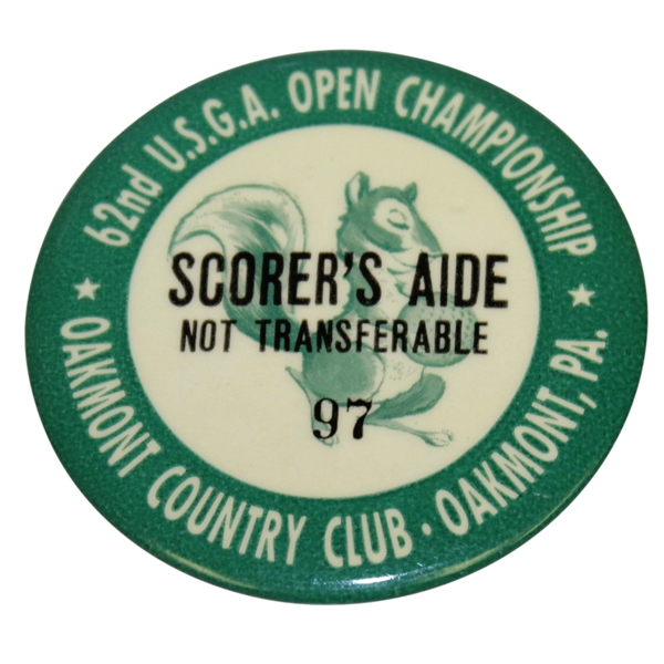 1962 US Open at Oakmont Country Club #97 - Scorer's Aide - Nicklaus First Major Win