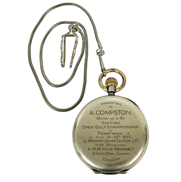 Archie Compston's 1925 British Open Championship Runner-Up Gifted Silver Pocket Watch
