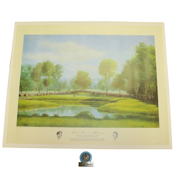 Cherry Hills 1960 US Open Arnold Palmer Print by Donald Moss & Commemorative Badge