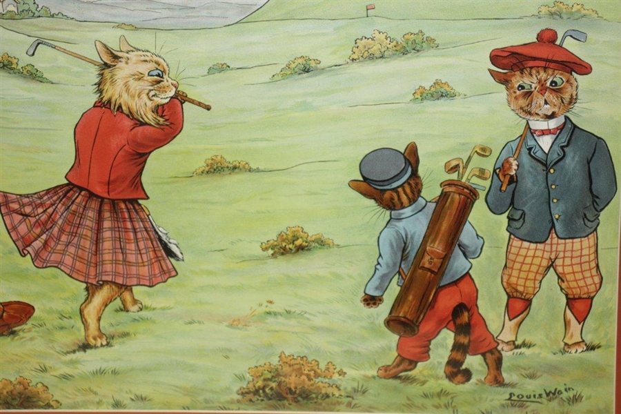 Colorful Illustration Of Cats Playing Golf by Louis Wain