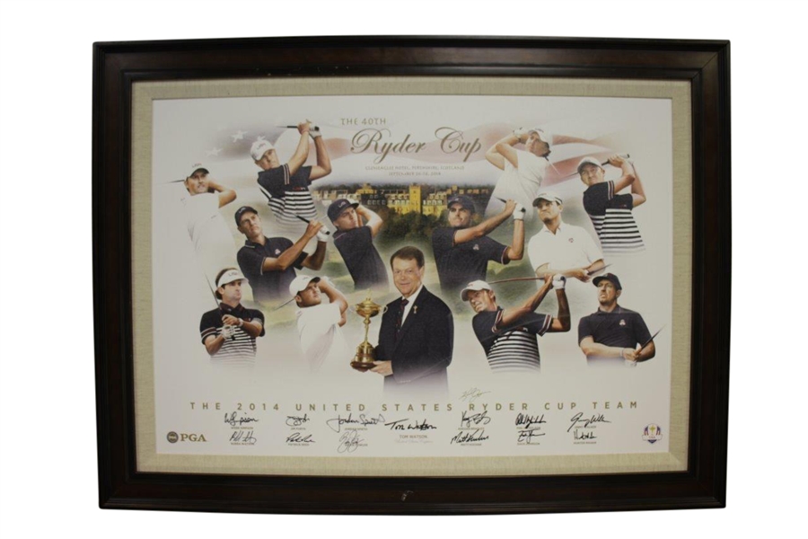 2014 Ryder Cup Team Signed Canvas by T. Watson, Spieth, Mickelson, Fowler, Reed Etc. JSA ALOA